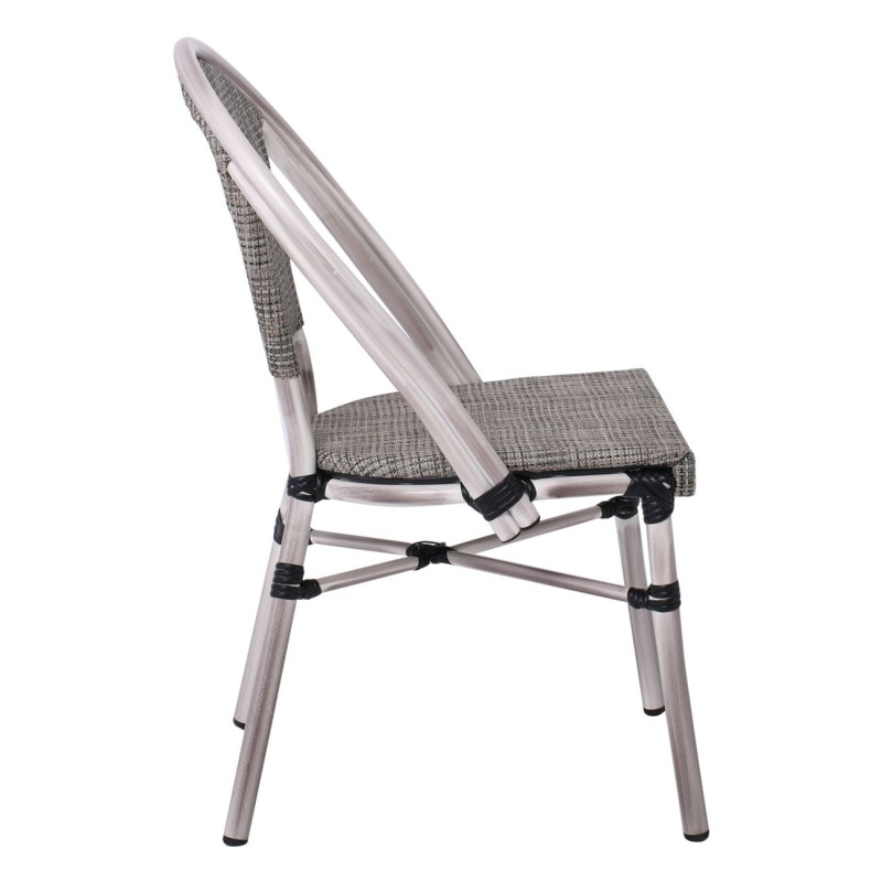 COSTA Καρέκλα Dining Αλουμινίου, Απόχρωση Antique Grey -Textilene Μπεζ 50x55x85cm