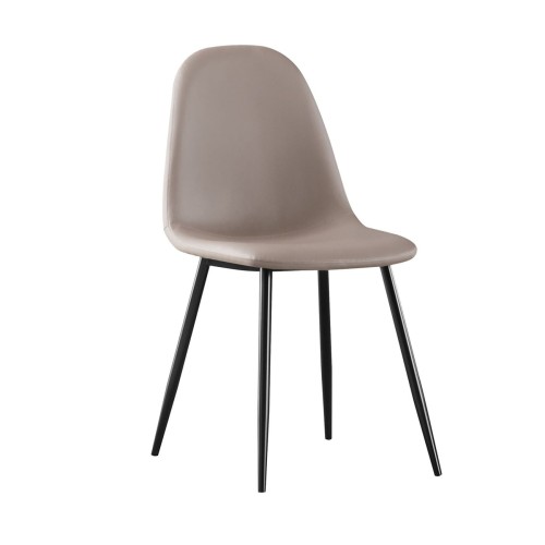 Σετ4ΤεμCELINA Καρέκλα Μέταλλο Βαφή Μαύρο, Pvc Cappuccino 45x54x85cm