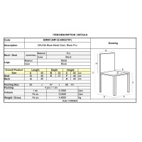 Σετ4ΤεμCELINA Καρέκλα Μέταλλο Βαφή Μαύρo, Pvc Μαύρο 45x54x85cm