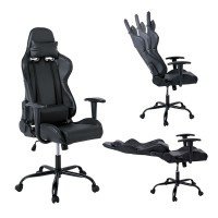 BF8350 Gaming Πολυθρόνα Γραφείου, Ανάκλιση Πλάτης έως 90°, Pu Μαύρο 69x69x126/136cm
