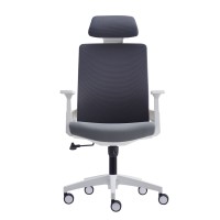 BF8900 Πολυθρόνα Γραφείου Διευθυντή, Άσπρο - Γκρι, Mesh Γκρι, Ύφασμα Γκρι 64x66x116/128cm