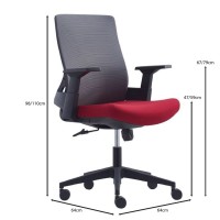 BF8950 Πολυθρόνα Γραφείου Mesh Γκρι, Ύφασμα  Μπορντώ 64x64x98/110cm