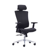 BF9600 Πολυθρόνα Γραφείου Διευθυντή, Βάση Αλουμινίου, Ύφασμα Μαύρο 68x68x120/130cm