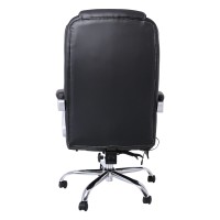 BF8550 Massage Relax Πολυθρόνα Γραφείου Διευθυντή, Βάση Χρώμιο με Υποπόδιο, Pu  Μαύρο 68x64-135x118/127cm
