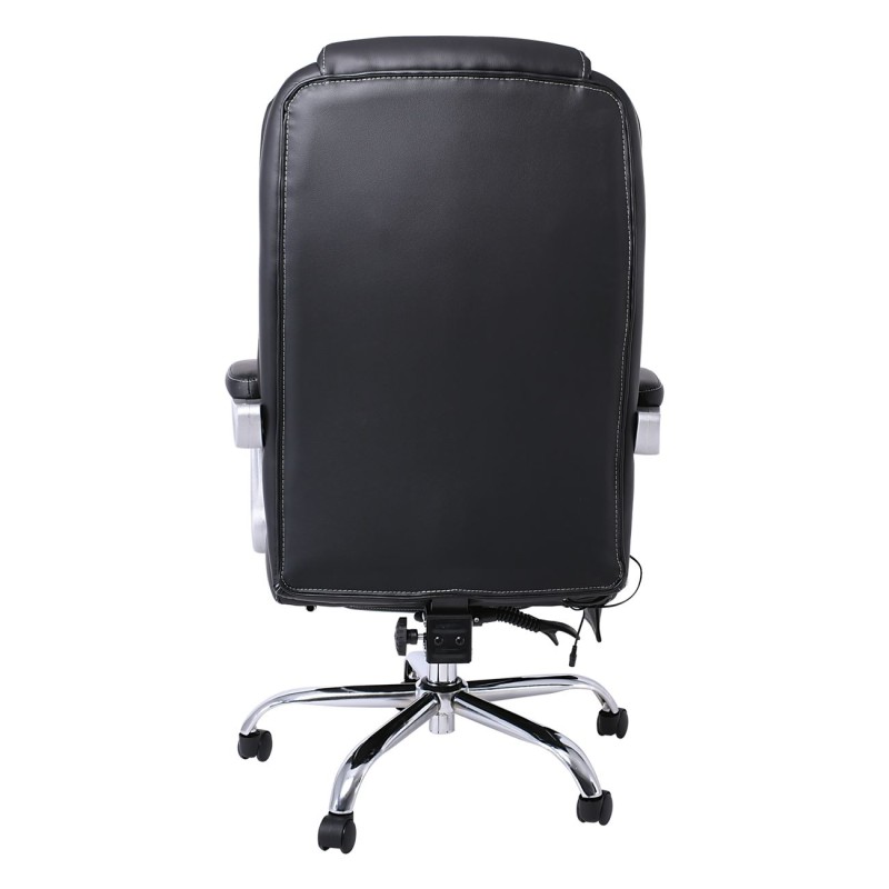 BF8550 Massage Relax Πολυθρόνα Γραφείου Διευθυντή, Βάση Χρώμιο με Υποπόδιο, Pu  Μαύρο 68x64-135x118/127cm