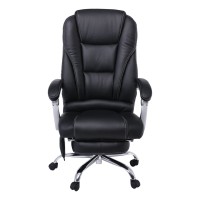 BF8550 Massage Relax Πολυθρόνα Γραφείου Διευθυντή, Βάση Χρώμιο με Υποπόδιο, Pu  Μαύρο 68x64-135x118/127cm