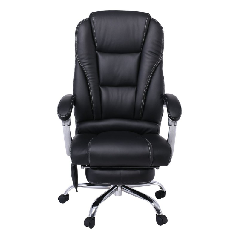 BF8550 Massage Relax Πολυθρόνα Γραφείου Διευθυντή, Βάση Χρώμιο με Υποπόδιο, Pu  Μαύρο 68x64-135x118/127cm