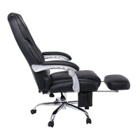 BF8550 Massage Relax Πολυθρόνα Γραφείου Διευθυντή, Βάση Χρώμιο με Υποπόδιο, Pu  Μαύρο 68x64-135x118/127cm