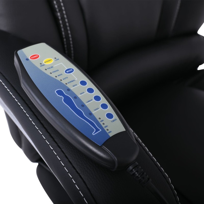 BF8550 Massage Relax Πολυθρόνα Γραφείου Διευθυντή, Βάση Χρώμιο με Υποπόδιο, Pu  Μαύρο 68x64-135x118/127cm