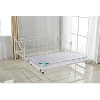MARIN Set: Daybed (για στρώμα 90x190) + Βοηθητικό Κρεβάτι με Στρώμα 185x85 Μέταλλο Άσπρο Κρεβάτια:198x97x93+185x85x36cm
