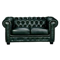 CHESTERFIELD Birmingham Καναπές 2Θέσιος Σαλονιού Καθιστικού,Δέρμα Antique Green 155x91x74cm