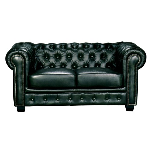 CHESTERFIELD Birmingham Καναπές 2Θέσιος Σαλονιού Καθιστικού,Δέρμα Antique Green 155x91x74cm