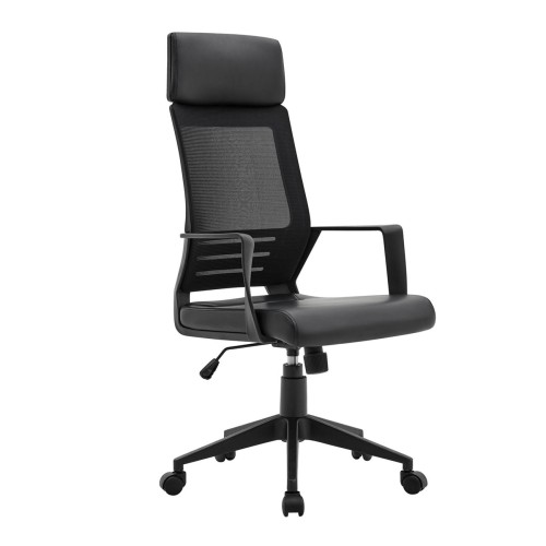 BF2500 Πολυθρόνα Γραφείου Διευθυντή Mesh Μαύρο - Pu Μαύρο 58x62x116/126cm