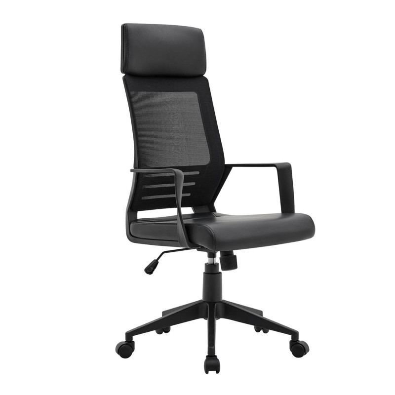 BF2500 Πολυθρόνα Γραφείου Διευθυντή Mesh Μαύρο - Pu Μαύρο 58x62x116/126cm
