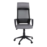 BF2500 Πολυθρόνα Γραφείου Διευθυντή Mesh Μαύρο - Pu Γκρι 58x62x116/126cm