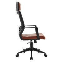 BF2500 Πολυθρόνα Γραφείου Διευθυντή Mesh Μαύρο - Pu Καφέ 58x62x116/126cm
