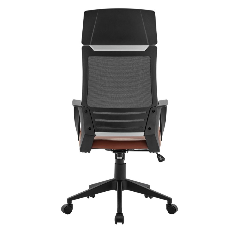 BF2500 Πολυθρόνα Γραφείου Διευθυντή Mesh Μαύρο - Pu Καφέ 58x62x116/126cm