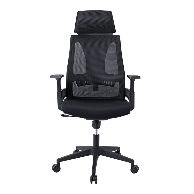 BF8750 Πολυθρόνα Γραφείου Διευθυντή, Mesh Μαύρο, Ύφασμα Μαύρο 65x64x117/127cm