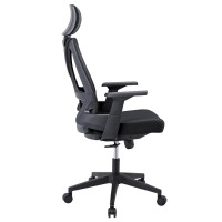BF8750 Πολυθρόνα Γραφείου Διευθυντή, Mesh Μαύρο, Ύφασμα Μαύρο 65x64x117/127cm