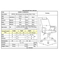 BF8750 Πολυθρόνα Γραφείου Διευθυντή, Mesh Μαύρο, Ύφασμα Μαύρο 65x64x117/127cm