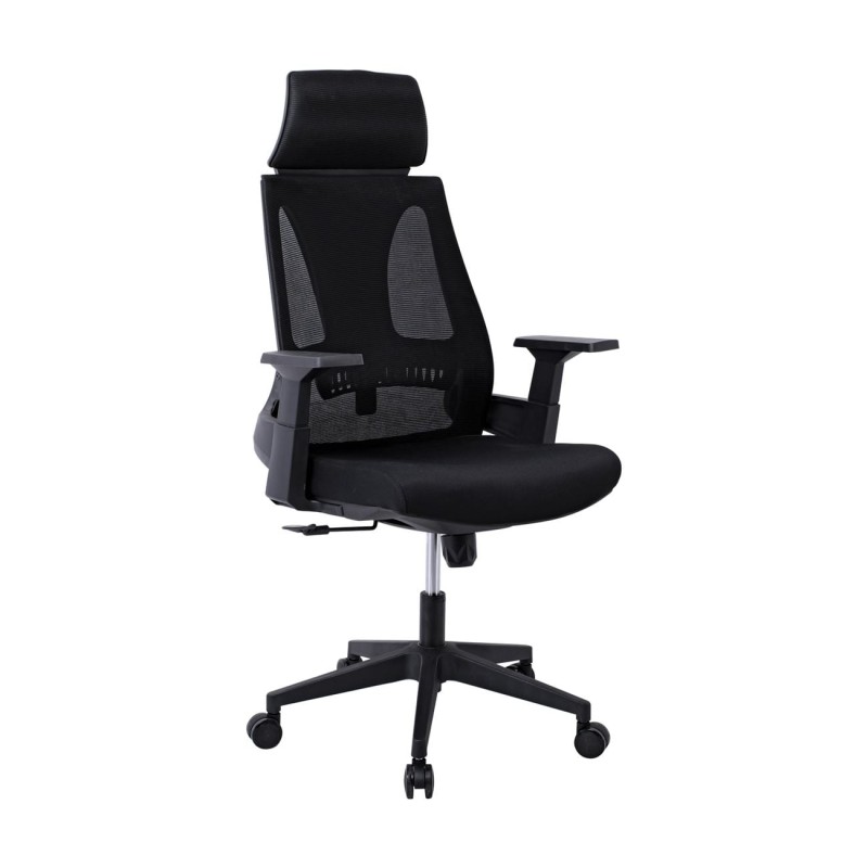 BF8750 Πολυθρόνα Γραφείου Διευθυντή, Mesh Μαύρο, Ύφασμα Μαύρο 65x64x117/127cm