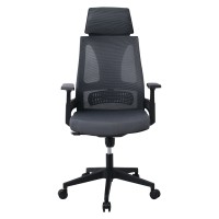 BF8750 Πολυθρόνα Γραφείου Διευθυντή, Mesh Γκρι, Ύφασμα Γκρι 65x64x117/127cm