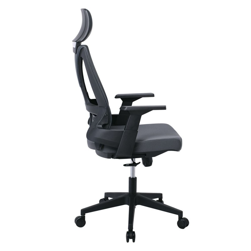BF8750 Πολυθρόνα Γραφείου Διευθυντή, Mesh Γκρι, Ύφασμα Γκρι 65x64x117/127cm
