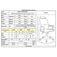 BF8750 Πολυθρόνα Γραφείου Διευθυντή, Mesh Γκρι, Ύφασμα Γκρι 65x64x117/127cm