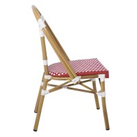 PARIS Καρέκλα Bistro Αλουμίνιο Φυσικό, Wicker Άσπρο - Κόκκινο, Στοιβαζόμενη 46x54x88cm