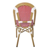 PARIS Καρέκλα Bistro Αλουμίνιο Φυσικό, Wicker Άσπρο - Κόκκινο, Στοιβαζόμενη 46x54x88cm