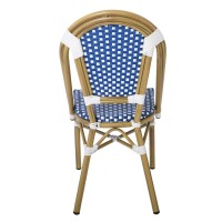 PARIS Καρέκλα Bistro Αλουμίνιο Φυσικό, Wicker Άσπρο - Μπλε, Στοιβαζόμενη 46x54x88cm