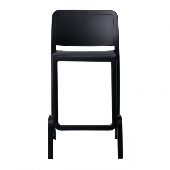 GIANO Σκαμπό BAR με Πλάτη, PP-UV Μαύρο, Στοιβαζόμενο Ύψος Καθίσματος 75cm  46x47x75/100cm Σετ  4  τμχ.