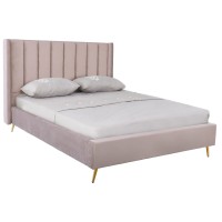 PASSION  Κρεβάτι Διπλό για Στρώμα 160x200cm, Ύφασμα Velure Απόχρωση Cappuccino 171x227x120cm