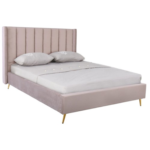 PASSION  Κρεβάτι Διπλό για Στρώμα 160x200cm, Ύφασμα Velure Απόχρωση Cappuccino 171x227x120cm