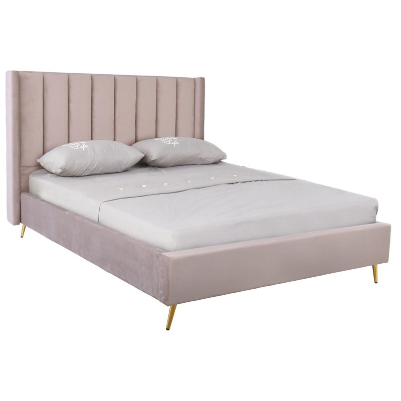 PASSION  Κρεβάτι Διπλό για Στρώμα 160x200cm, Ύφασμα Velure Απόχρωση Cappuccino 171x227x120cm