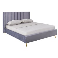 PASSION  Κρεβάτι Διπλό για Στρώμα 160x200cm, Ύφασμα Velure Απόχρωση Γκρι 171x227x120cm