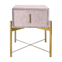 PASSION  Κομοδίνο με 1 Συρτάρι, Ύφασμα Velure Απόχρωση Cappuccino 51x40x65cm