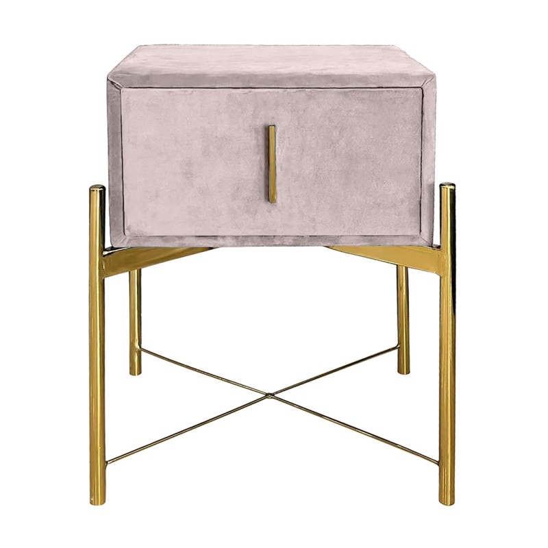 PASSION  Κομοδίνο με 1 Συρτάρι, Ύφασμα Velure Απόχρωση Cappuccino 51x40x65cm