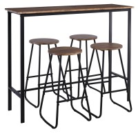 PUB Set Bar Τραπέζι + 4 Σκαμπό, Μέταλλο Βαφή Ανθρακί - Antique Brown Tab:120x40x100 Stool:Φ30 H.74