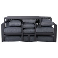 RIVIERA Set Σαλόνι Κήπου ALU: 3Θέσιος+2 Πολυθρόνες+Τραπέζι, Σκελετός & Μαξιλάρια Ανθρακί 120x62x36/184x80x82/68x80x82cm