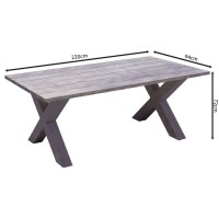 ALLEY Τραπέζι Dining Κήπου-Βεράντας ALU Grey 220x94x72cm