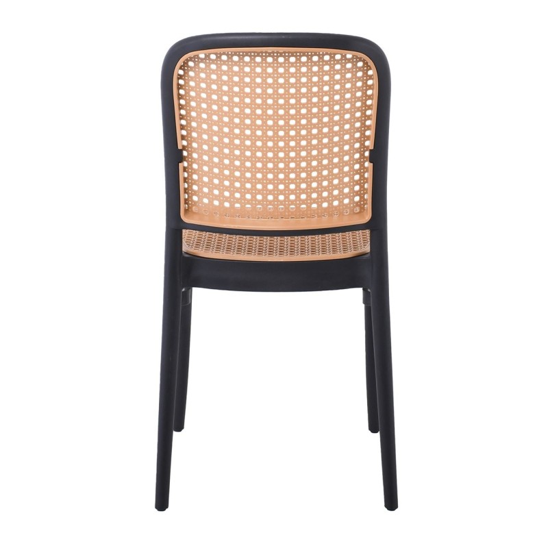 FLORENCE Καρέκλα PP Μαύρο, PP Rattan Μπεζ, Στοιβαζόμενη 41x41x83cm