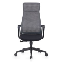 BF2990  Πολυθρόνα Γραφείου Διευθυντή, Mesh Γκρι, Ύφασμα Μαύρο 73x67x118/128cm