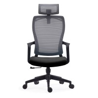 BF3850 Πολυθρόνα Γραφείου Διευθυντή, Mesh Γκρι, Ύφασμα Μαύρο 68x63x110/120cm