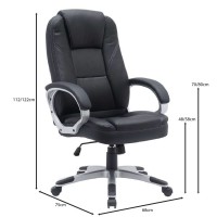 BF6950W Πολυθρόνα Γραφείου Διευθυντή, Pu Μαύρο 68x75x112/122cm