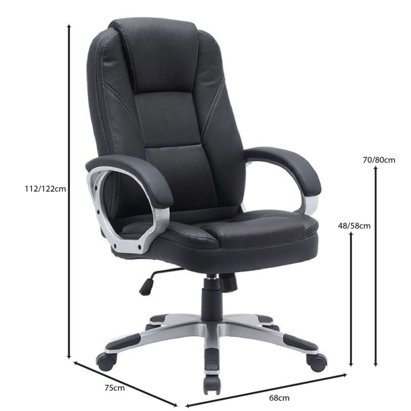 BF6950W Πολυθρόνα Γραφείου Διευθυντή, Pu Μαύρο 68x75x112/122cm