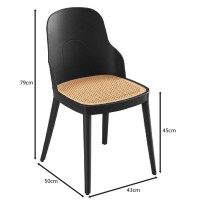 MELINA Καρέκλα PP Μαύρο, PP Rattan Μπεζ 45x50x79cm