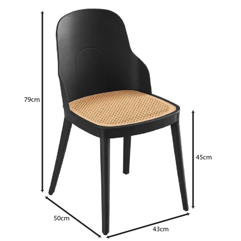 MELINA Καρέκλα PP Μαύρο, PP Rattan Μπεζ 45x50x79cm
