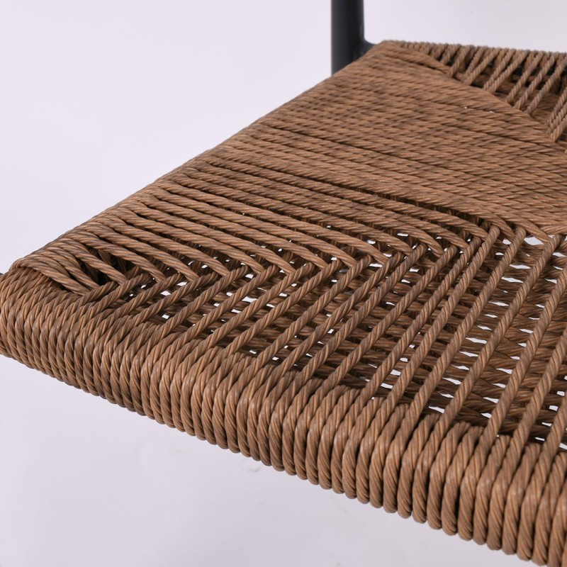 MADY Πολυθρόνα Βεράντας-Κήπου ALU Ανθρακί, Rope Wicker Φυσικό, Στοιβαζόμενη 58x58x77cm