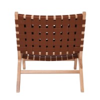 DUNE MAX Lounge Καρέκλα, Ξύλο Απόχρωση Φυσικό, Κάθισμα-Πλάτη Ιμάντες Pu Καφέ 67x78x77cm